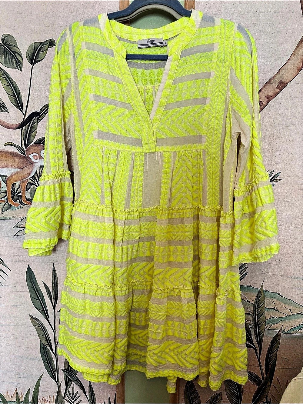 Devotion Twins Ella Short Dress Geometric Mini Yellow & Gray XS